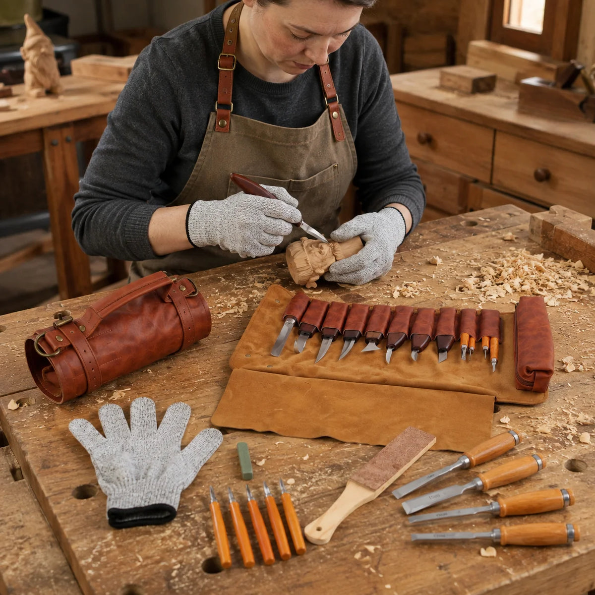 Woodworking Carving Tool Set With Detail Chisels And Knives