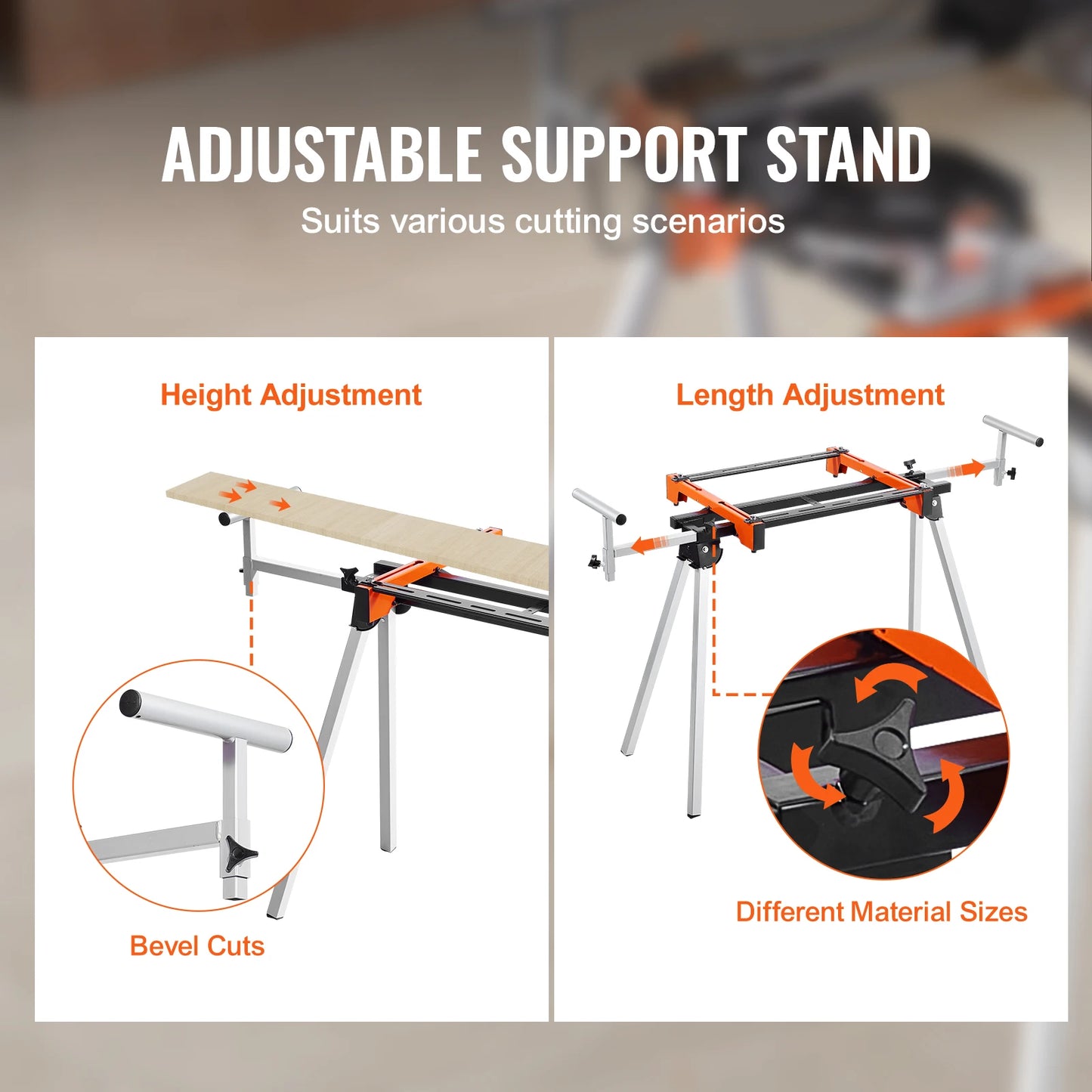 SucceBuy Steel Collapsible Miter Saw Stand With Adjustable Brackets