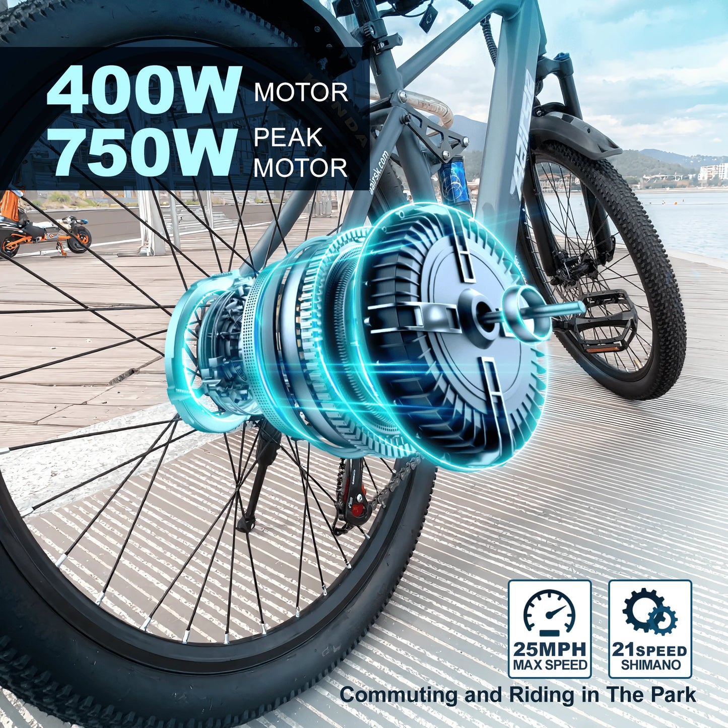 EOEOTWO 750W Electric Mountain Bike With 36V Lithium Battery