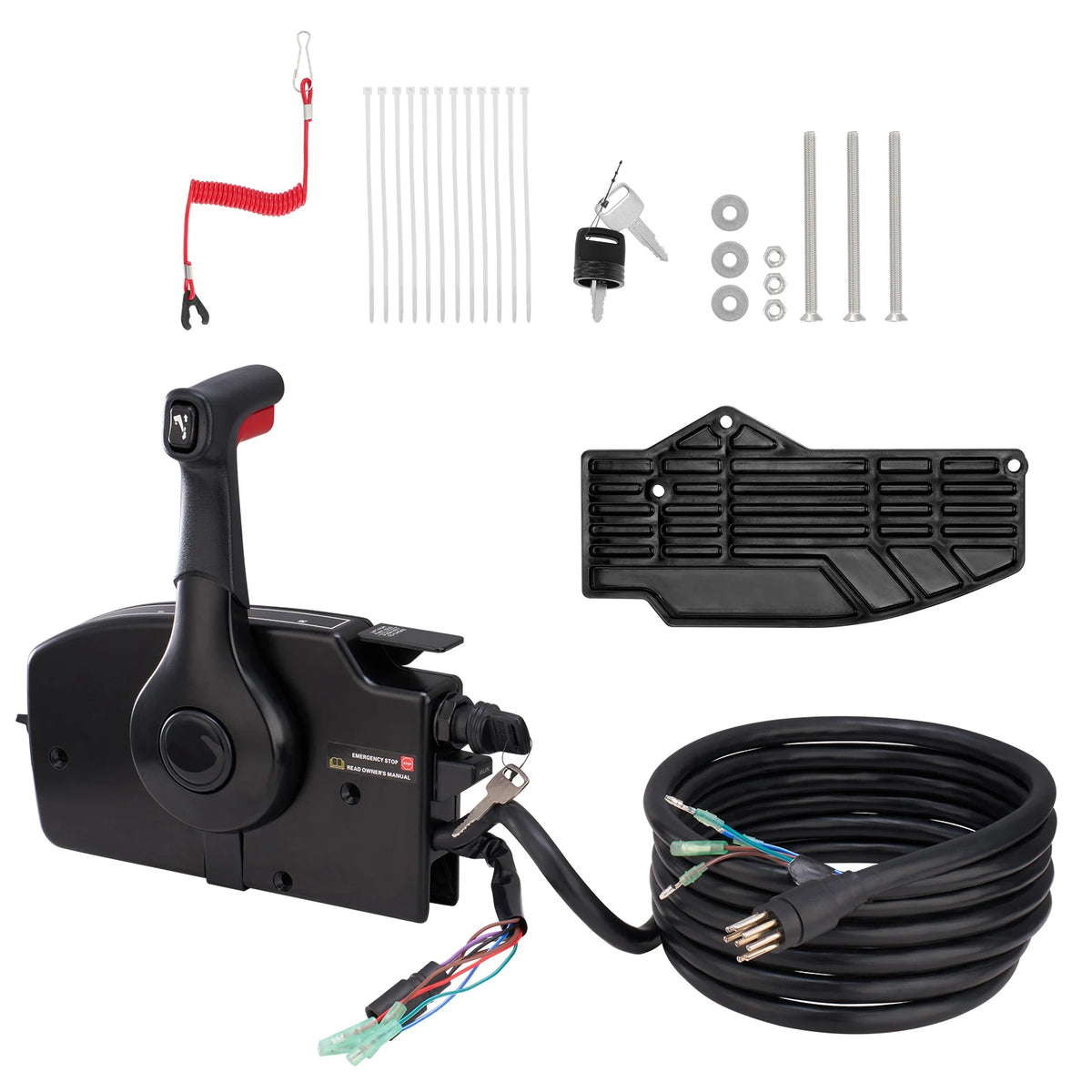 SucceBuy Boat Throttle Control Side Mounted Outboard Remote Box for Mercury PT 4Stroke Marine Power Trim Switch Harness Lanyard
