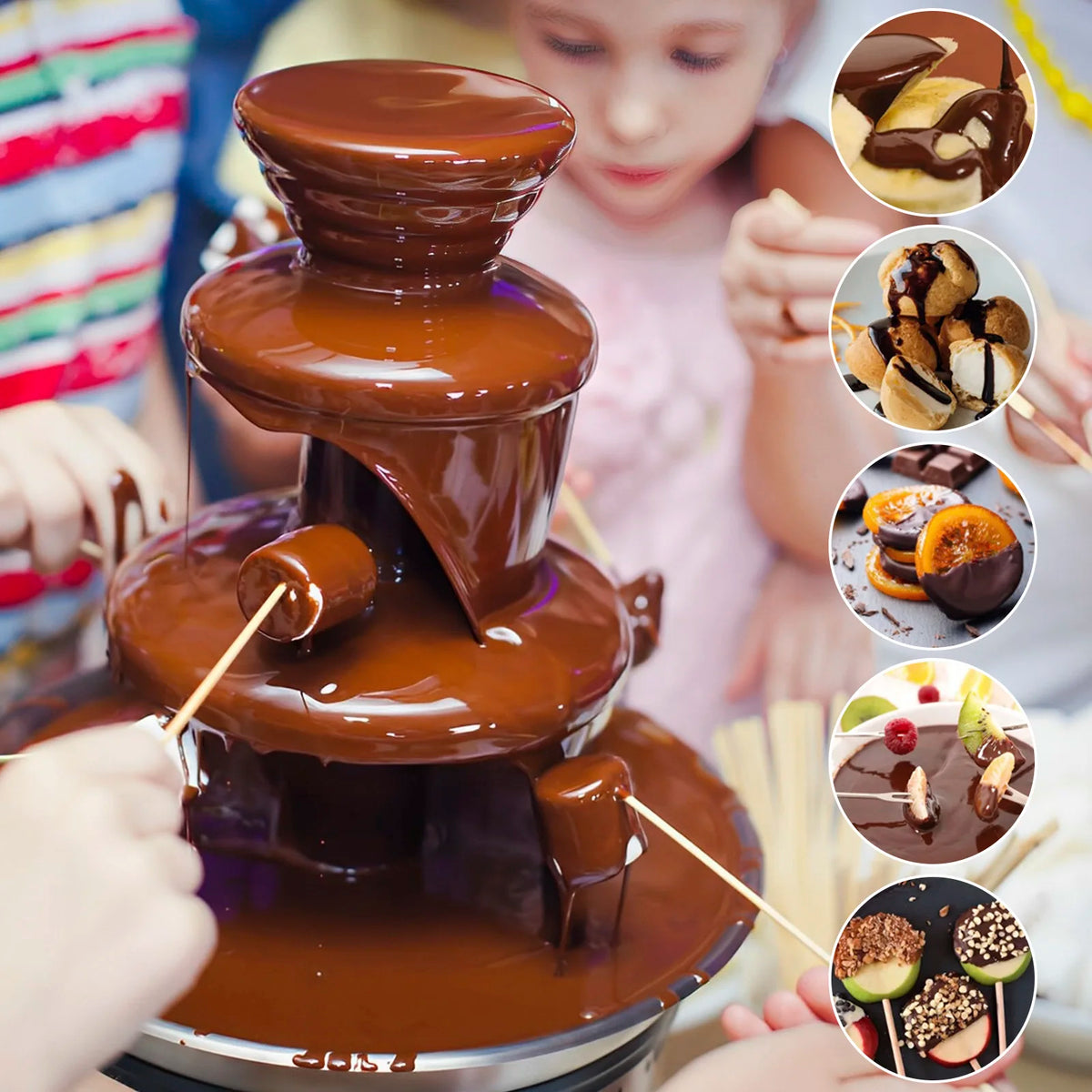 Electric 3 Layer Chocolate Fountain Machine For Cheese And Candy