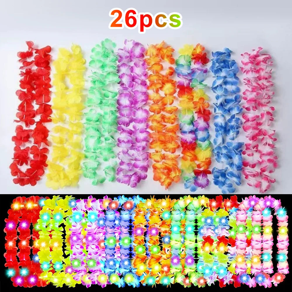 LED Illuminated Hawaiian Flower Party Lei Necklace Gift