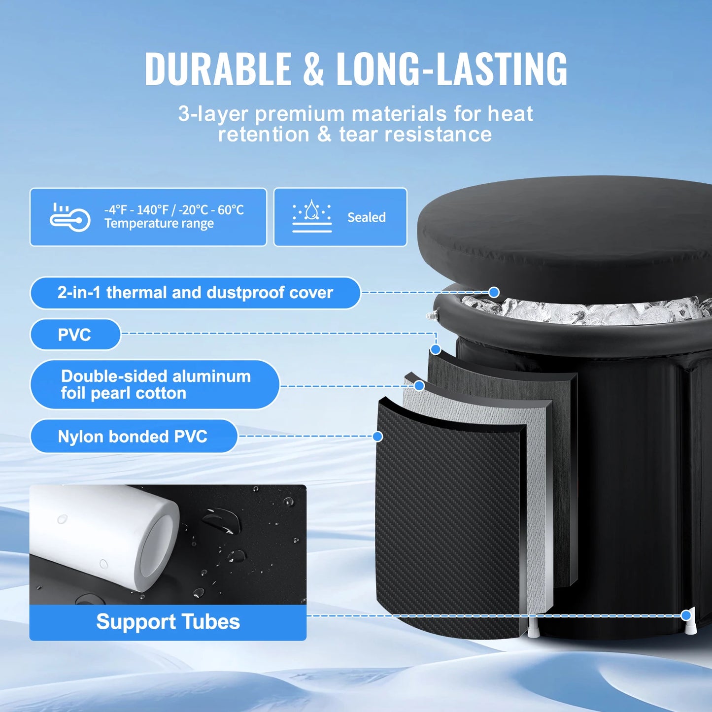 SucceBuy Portable Inflatable Ice Bath Tub for Cold Water Therapy