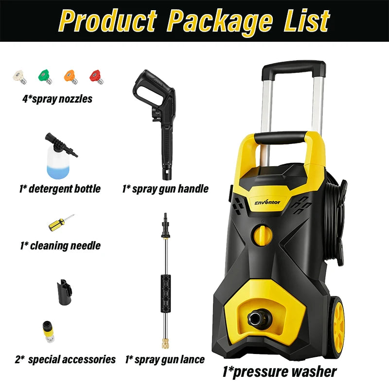 Enventor Electric Pressure Washer 135Bar Portable High Pressure Cleaner Machine For Washer Cars and Garden Farms Irrigating Tool