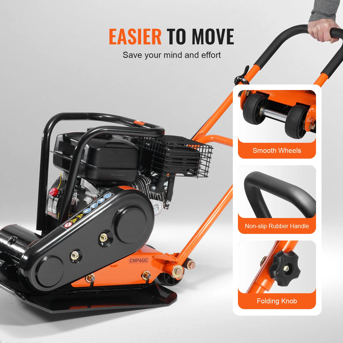 SucceBuy Gasoline Plate Compactor 2.8/6.5 HP Force Vibratory Compaction Tamper For Walkways, Patios, Asphalts, Paver Landscaping
