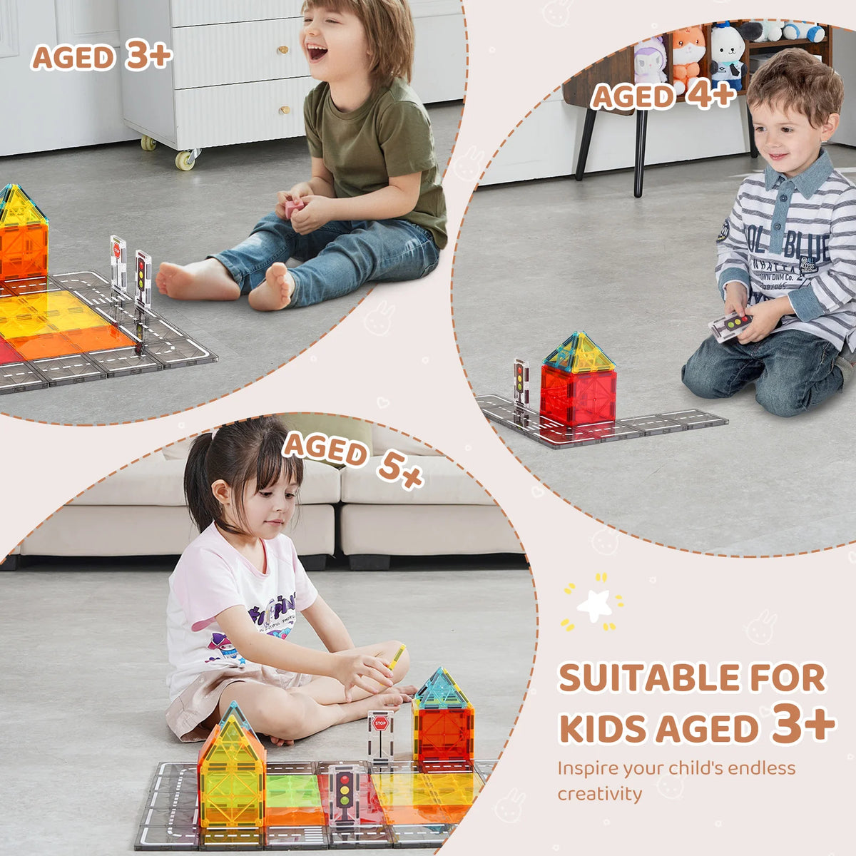 SucceBuy Magnetic Tiles Magnet Building Blocks STEM Kids Toy