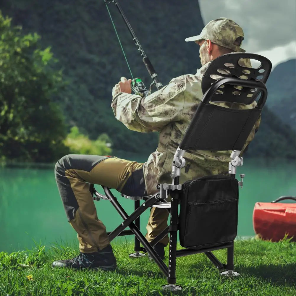 Adjustable Folding Fishing Chair With Backrest And Rod Holder