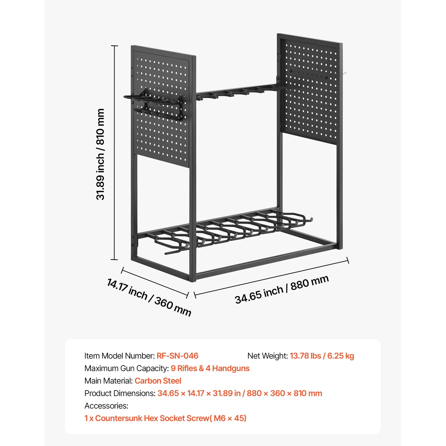 SucceBuy Steel Freestanding Gun Rack With Storage Shelf Display Stand