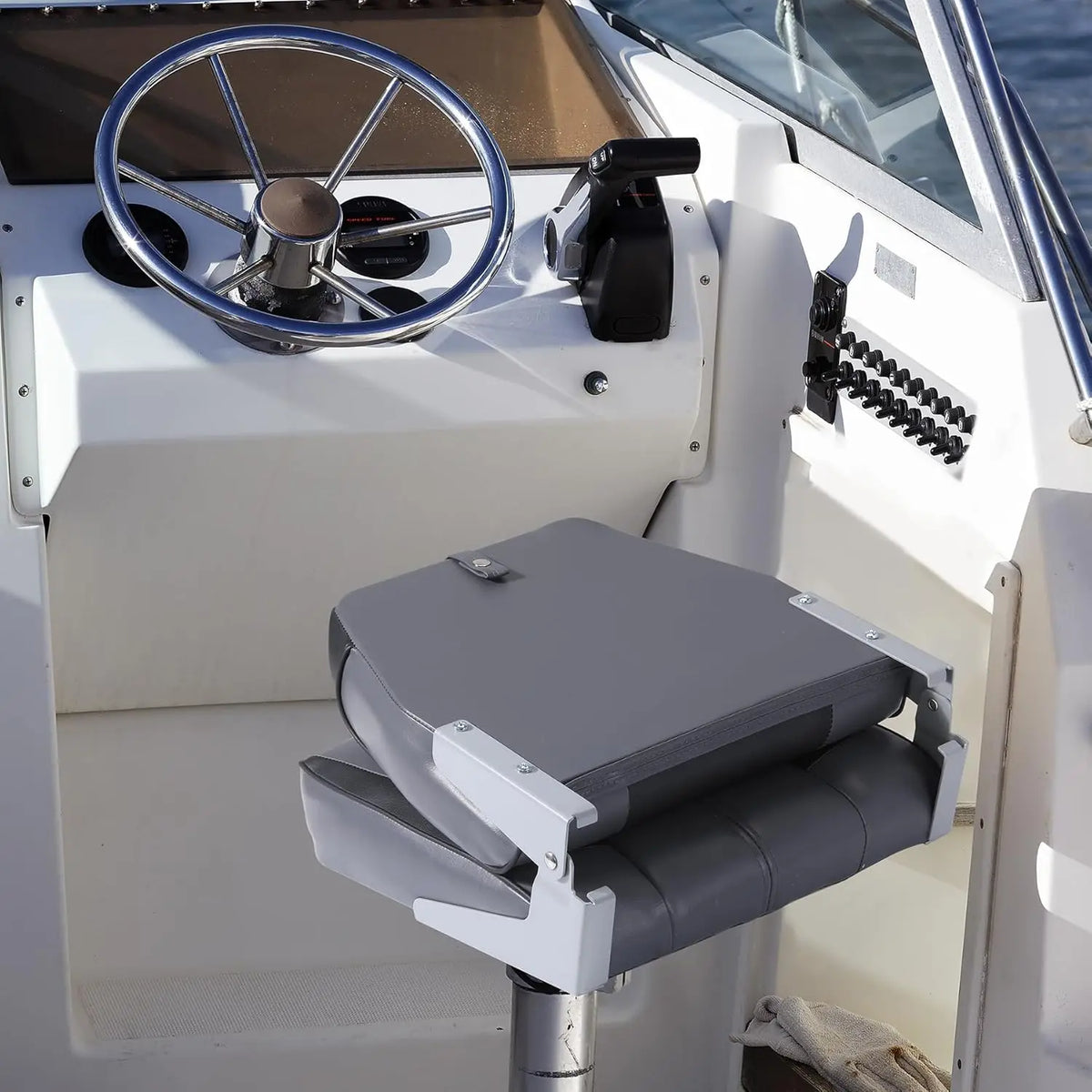 2 Pack Boat Seat, Fishing Seat, High Back, Folding, High Density Foam Cushion, With Straps, With Fixing Screws, For Sailboat, For Fishing Boat, For Yacht