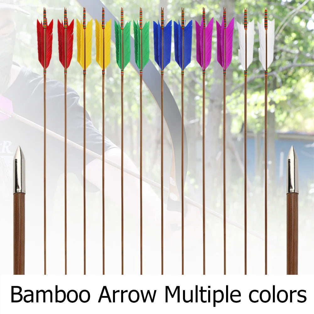Premium Bamboo Archery Arrows Featuring Natural Turkey Feather Fletching
