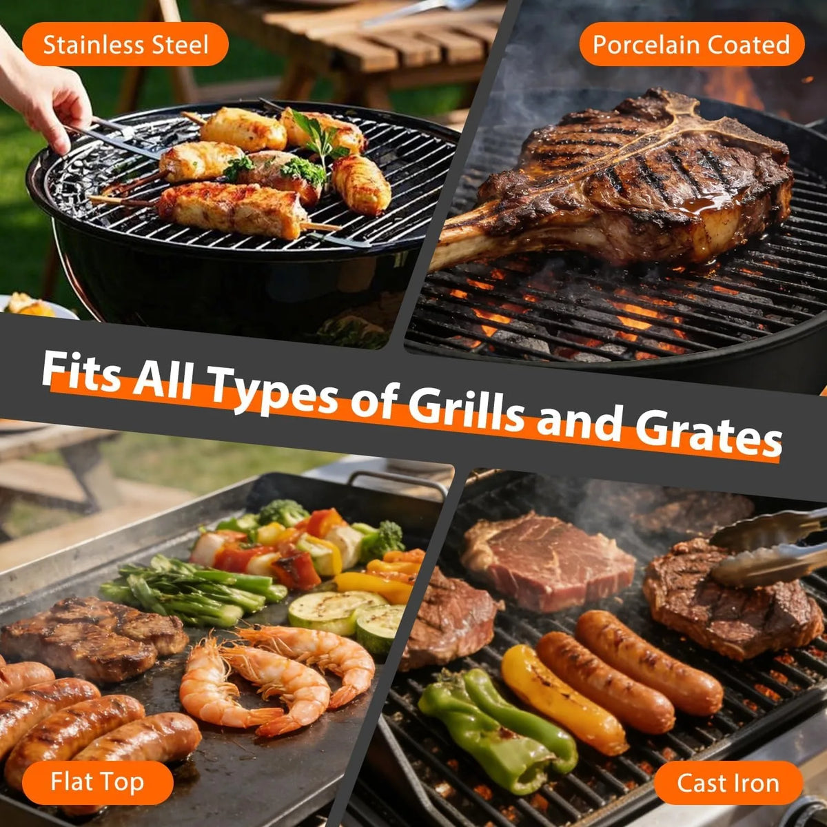 Hippcron Rechargeable Electric Grill Brush 1100 RPM – 304 Stainless Steel Barbecue Cleaning Tools Ergonomic Non-Slip Handle