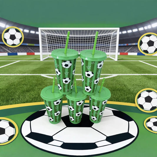 Football Themed Reusable Plastic Sports Party Drinking Tumbler