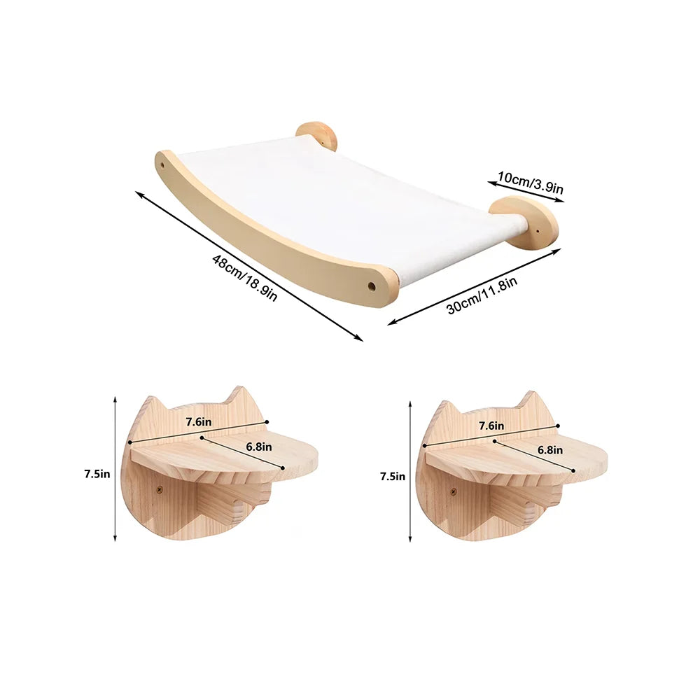 CWV Wall Mounted Cat Hammock And Sisal Scratching Shelf