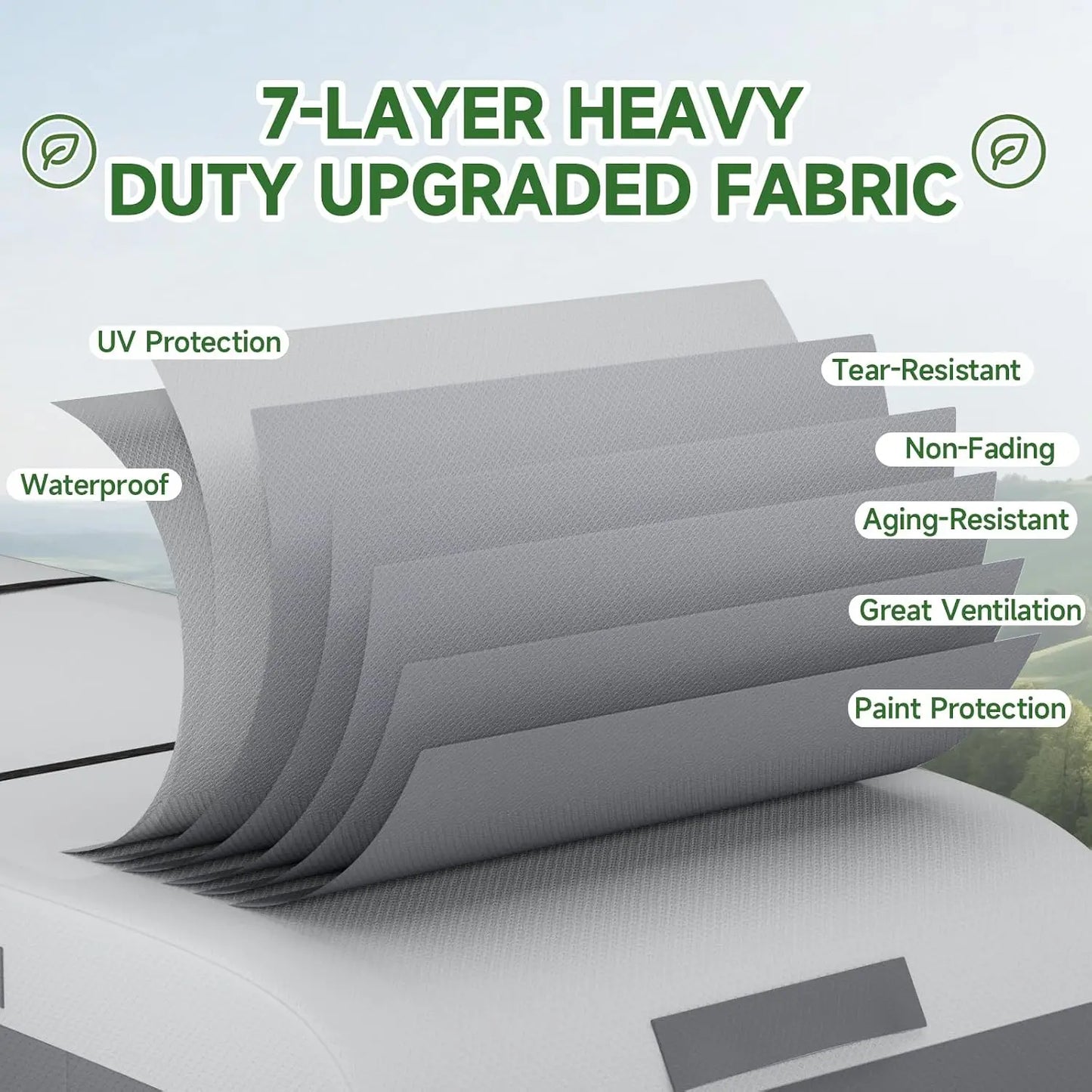 Umbrauto Class C RV Cover Fits 20-23’, Class C Motorhome Camper Cover, Heavy Duty 7 Layers Top Windproof Breathable RV Cover with 2 Pcs Extra Straps, Adhesive Repair Patches, 6 Gutter Covers