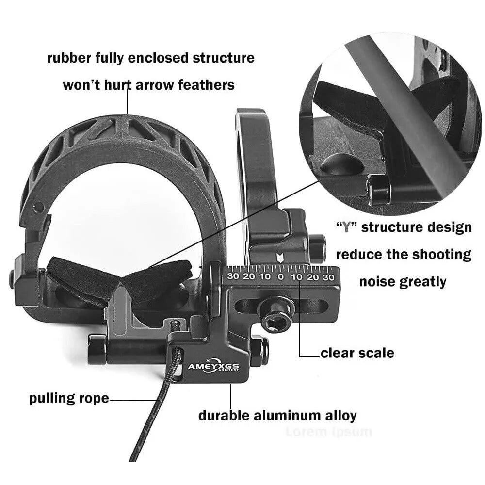 Drop Away Arrow Rest Full Containment 360° Sound Damping Pad for Compound Bow Right Hand Archery Shooting Hunting