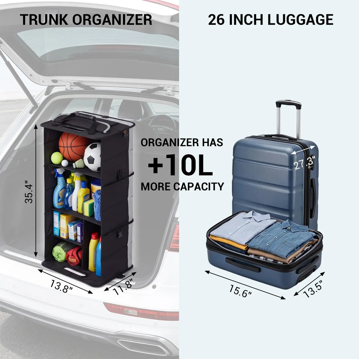 HiMISS Foldable Car Trunk Organizer With Lid And Handle
