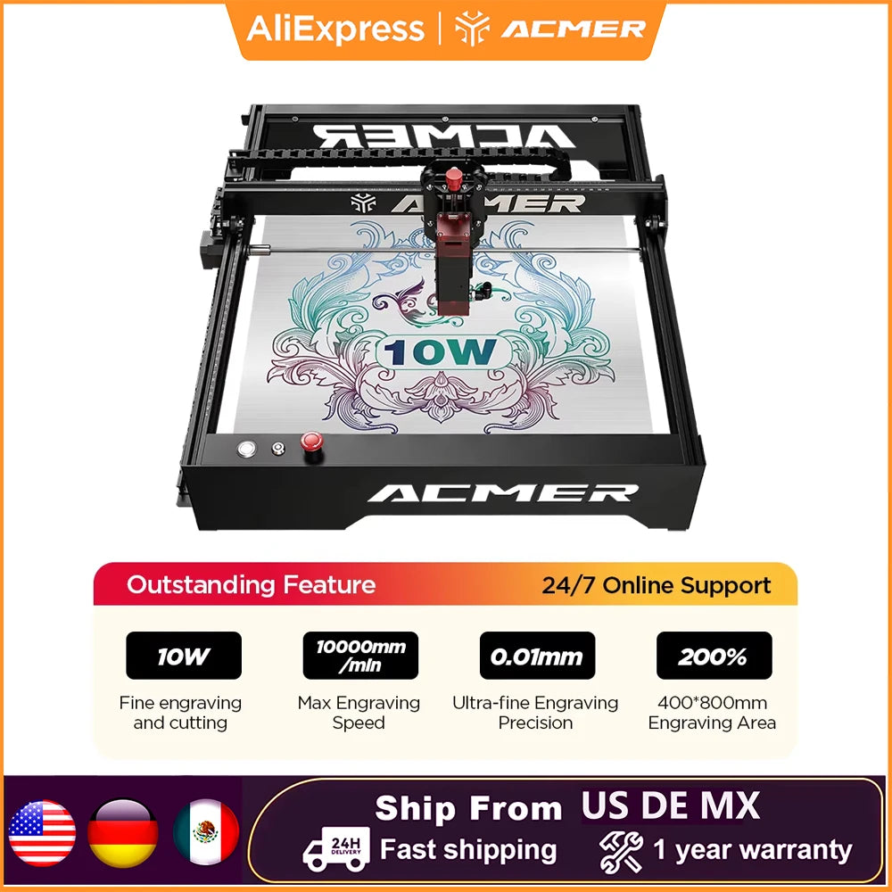 Acmer P1 10W WiFi Controlled Laser Engraver For Woodworking