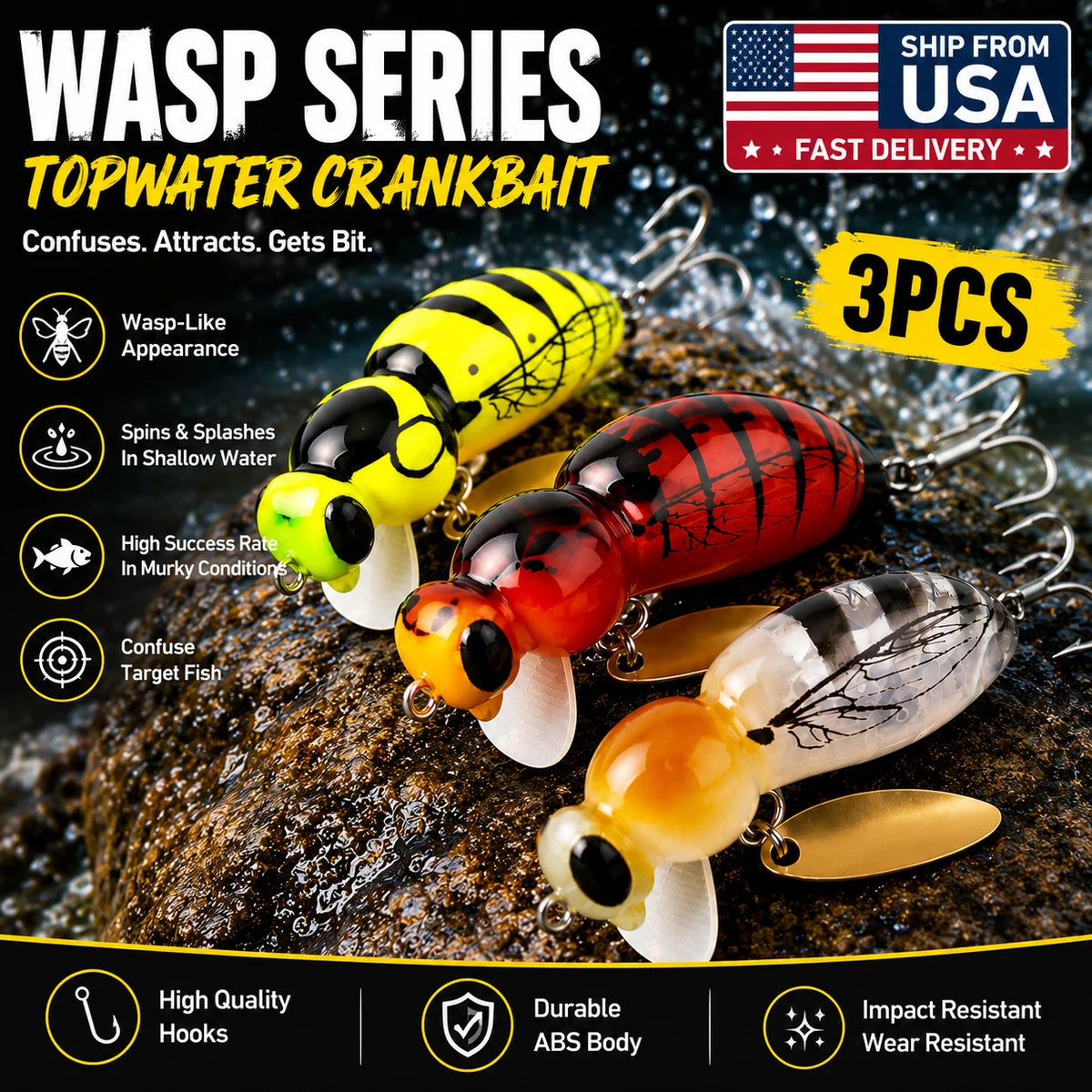 Kingdom Wasp Minnow Topwater Fishing Lure Artificial Bait