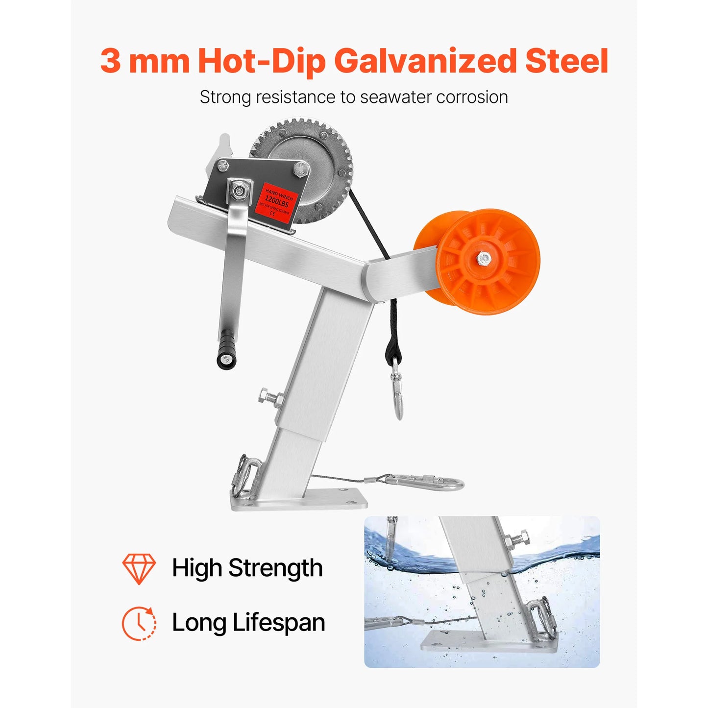 SucceBuy 1200Lbs Boat Trailer Winch Stand with Roller & 25ft Strap Boat Winch Mount for 2-3 x 3-4in Tongue Fit Jet Ski Sailboat