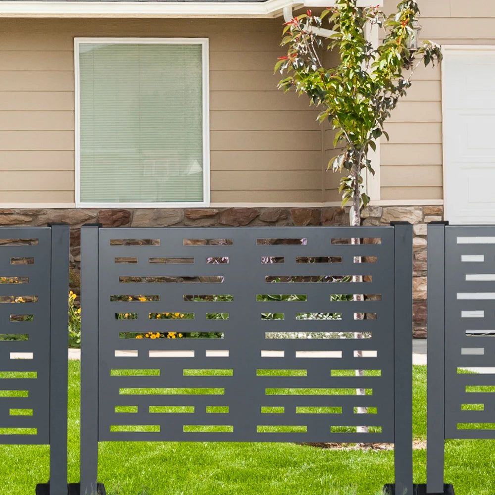 4ftx2ft Air Conditioner Fence for Outdoor Units,Metal Privacy Fence Cover, Perfect to Conceal Air Conditioning Units,3- Fence Panels