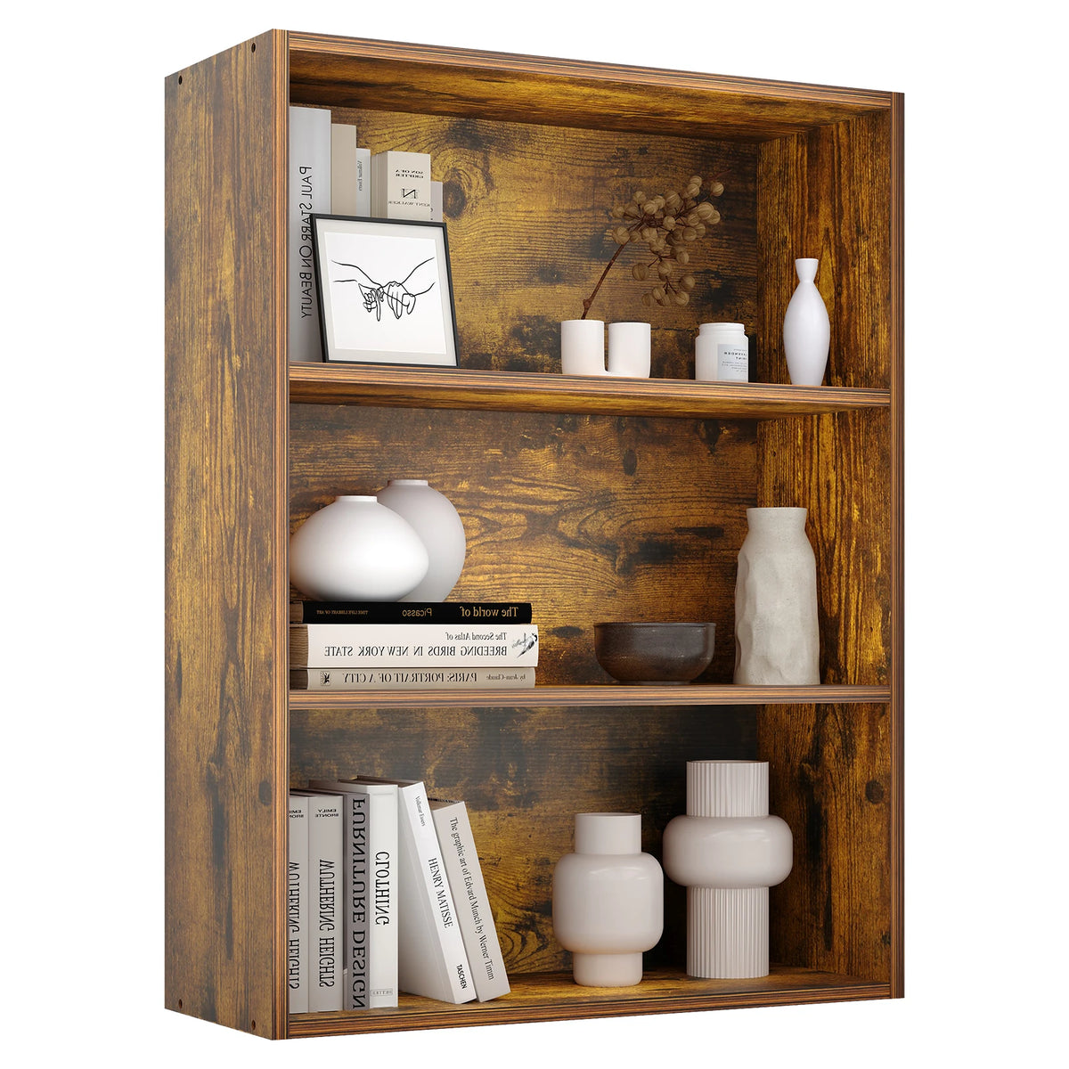 MCQ Wooden Tiered Bookshelf Storage Stand For Home Organization