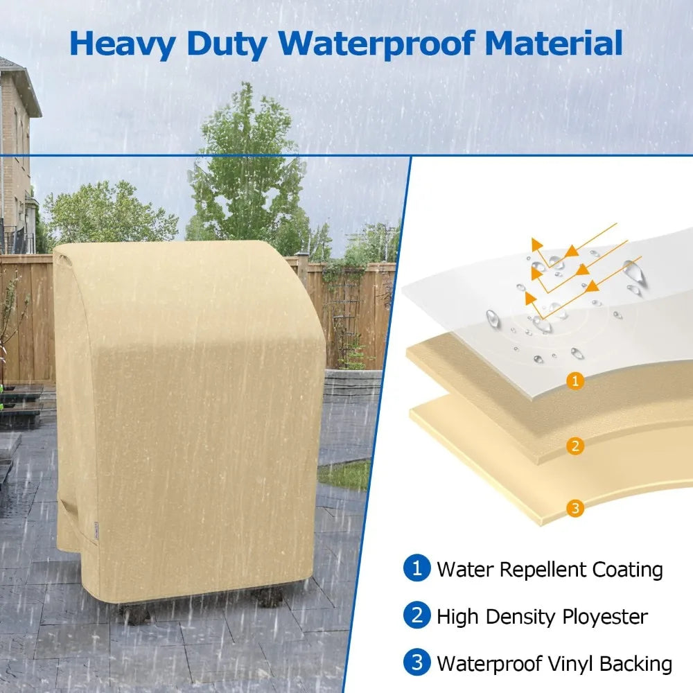 2 Burner Grill Cover 32 Inch, Outdoor Heavy Duty Waterproof Small Gas BBQ Cover, UV & Fade Resistant, Fits Grills with Collapsed Side Tables, Beige