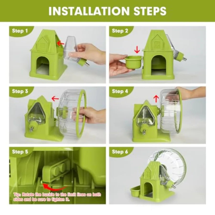 Quiet Hamster Exercise Wheel With Water Bottle And Food Bowl
