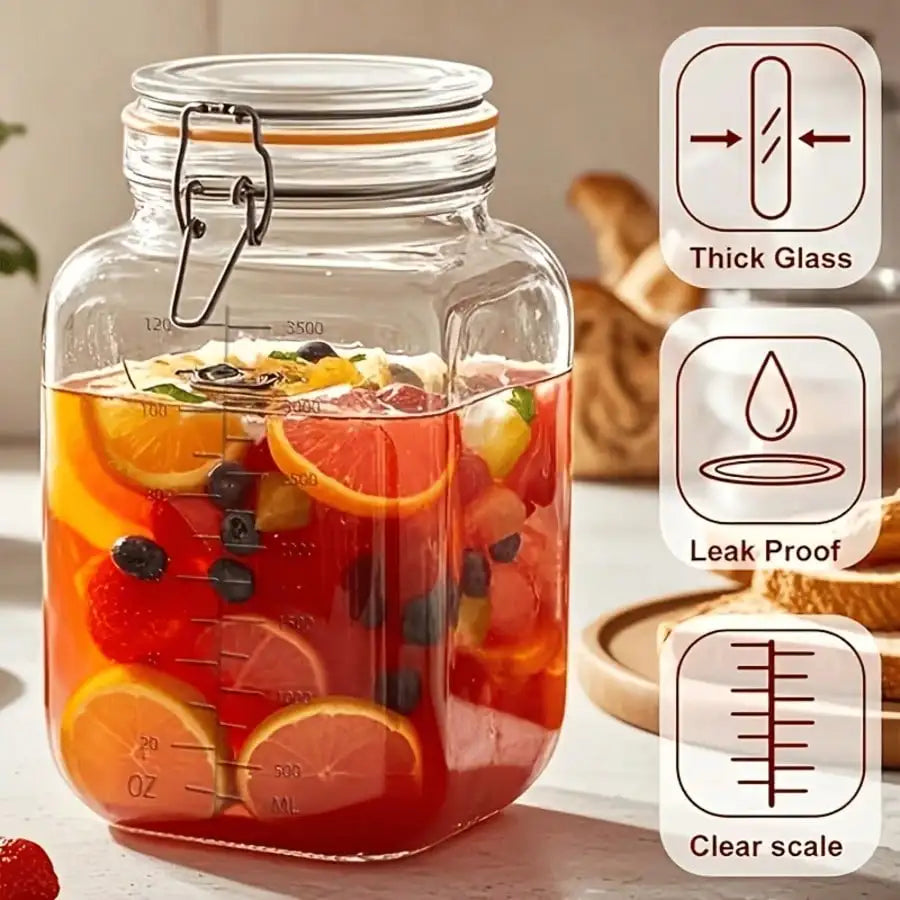 Airtight Wide Mouth Glass Food Storage Jars With Measurement Marks