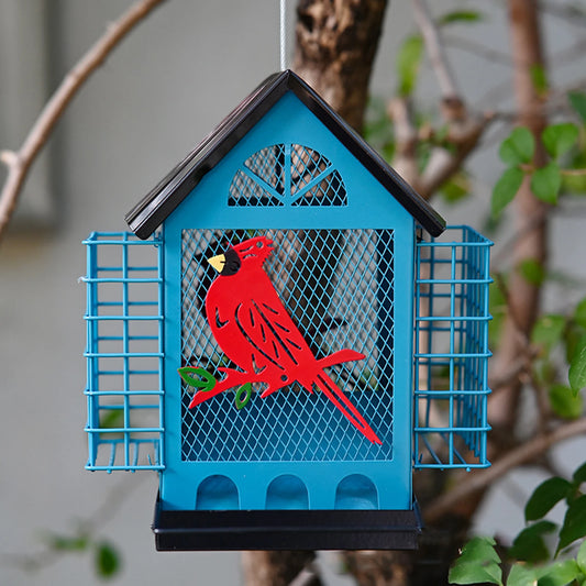 Squirrel Proof Outdoor Hanging Bird Feeder With Double Suet Tray