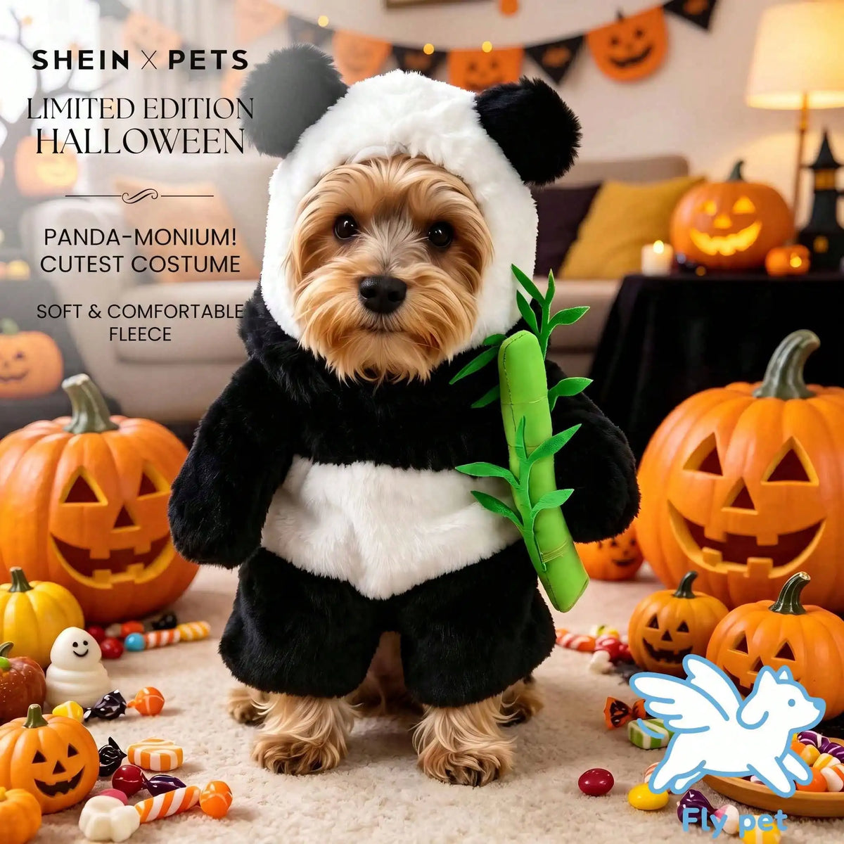 Halloween Cute Dog Panda Transformation Costume With Head Mask