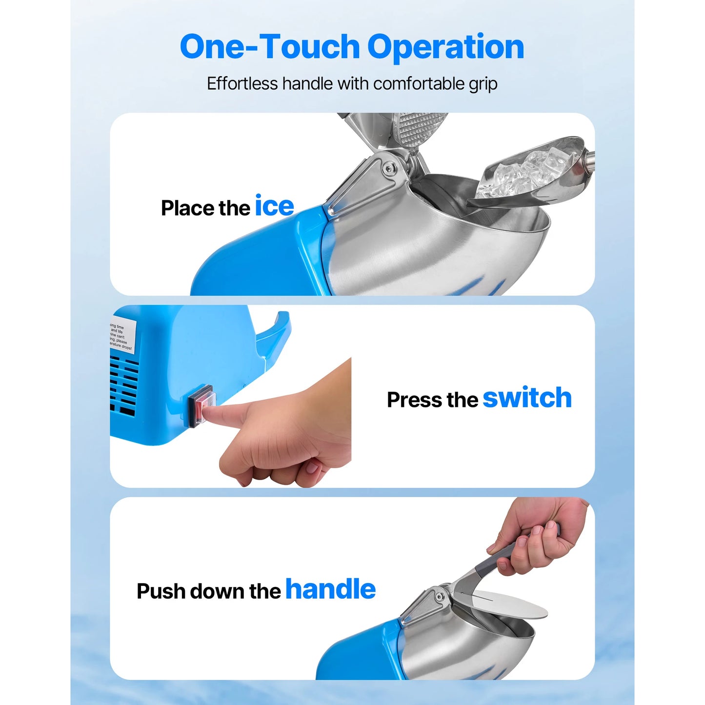 SucceBuy Ice Crusher Machine 286lbs Per Hour Electric 4 Blades Snow Cone Maker 300W 2000RPM Ice-Shaver for Home Commercial Use