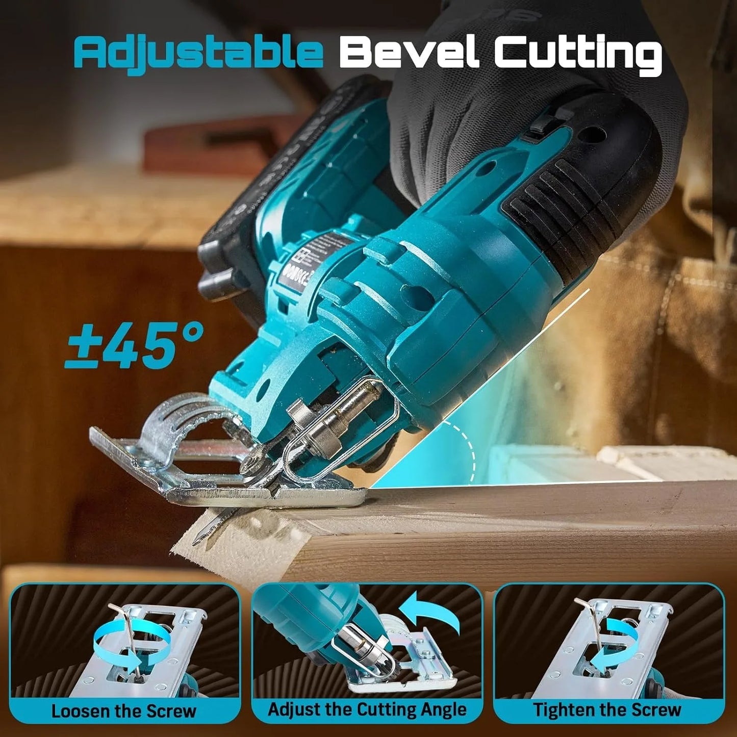 Seesii Cordless Jigsaw Tool Rechargeable Multifunction Wood Cutter
