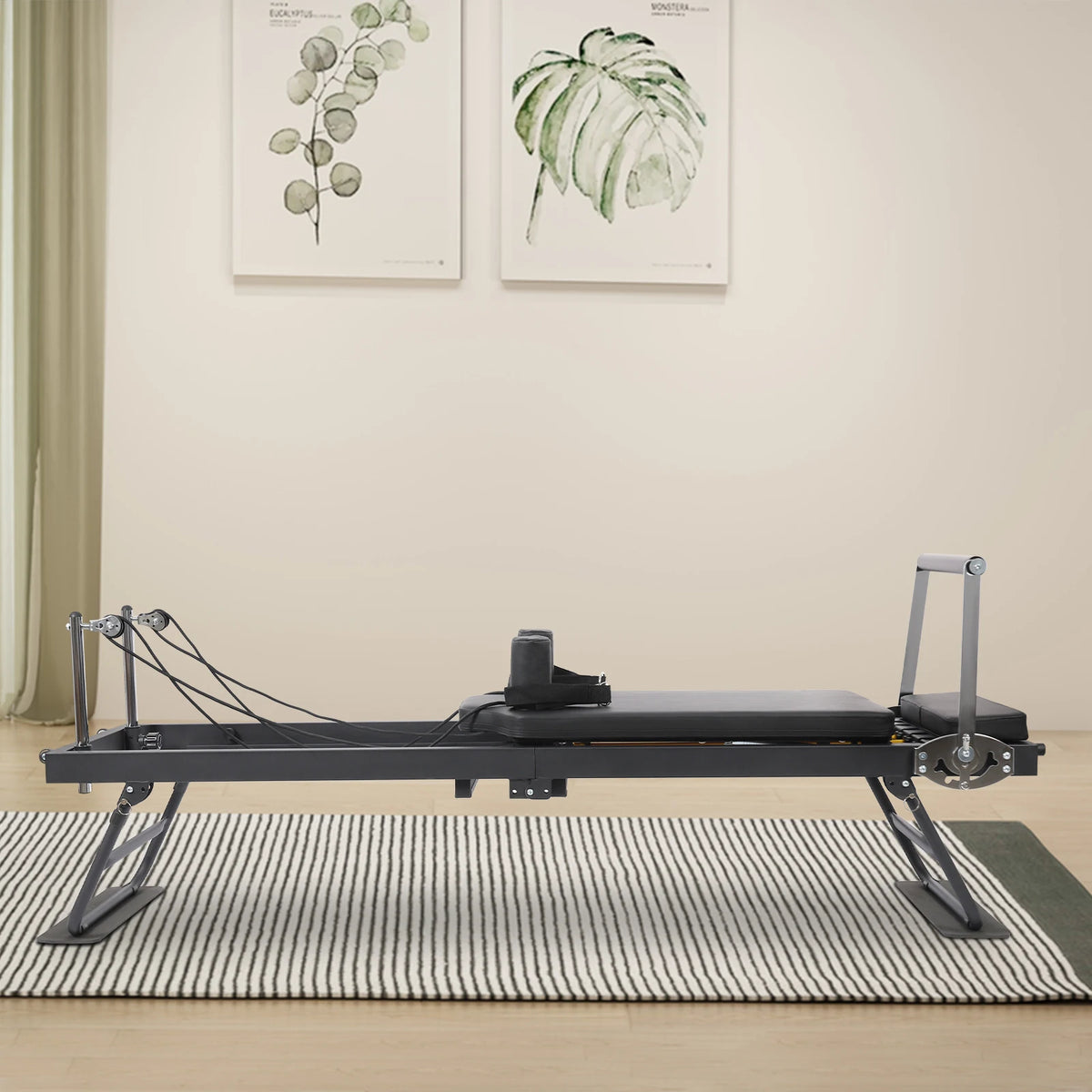 Foldable Pilates Reformer Machine for Home and Studio Fitness Workouts