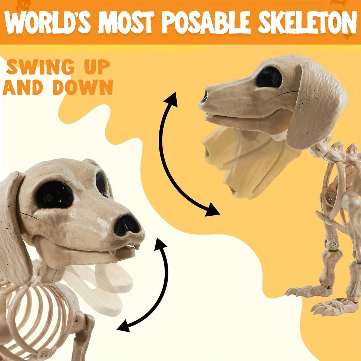 Spooky Wiener Dog Skeleton Posable Haunted House Halloween Prop Decor