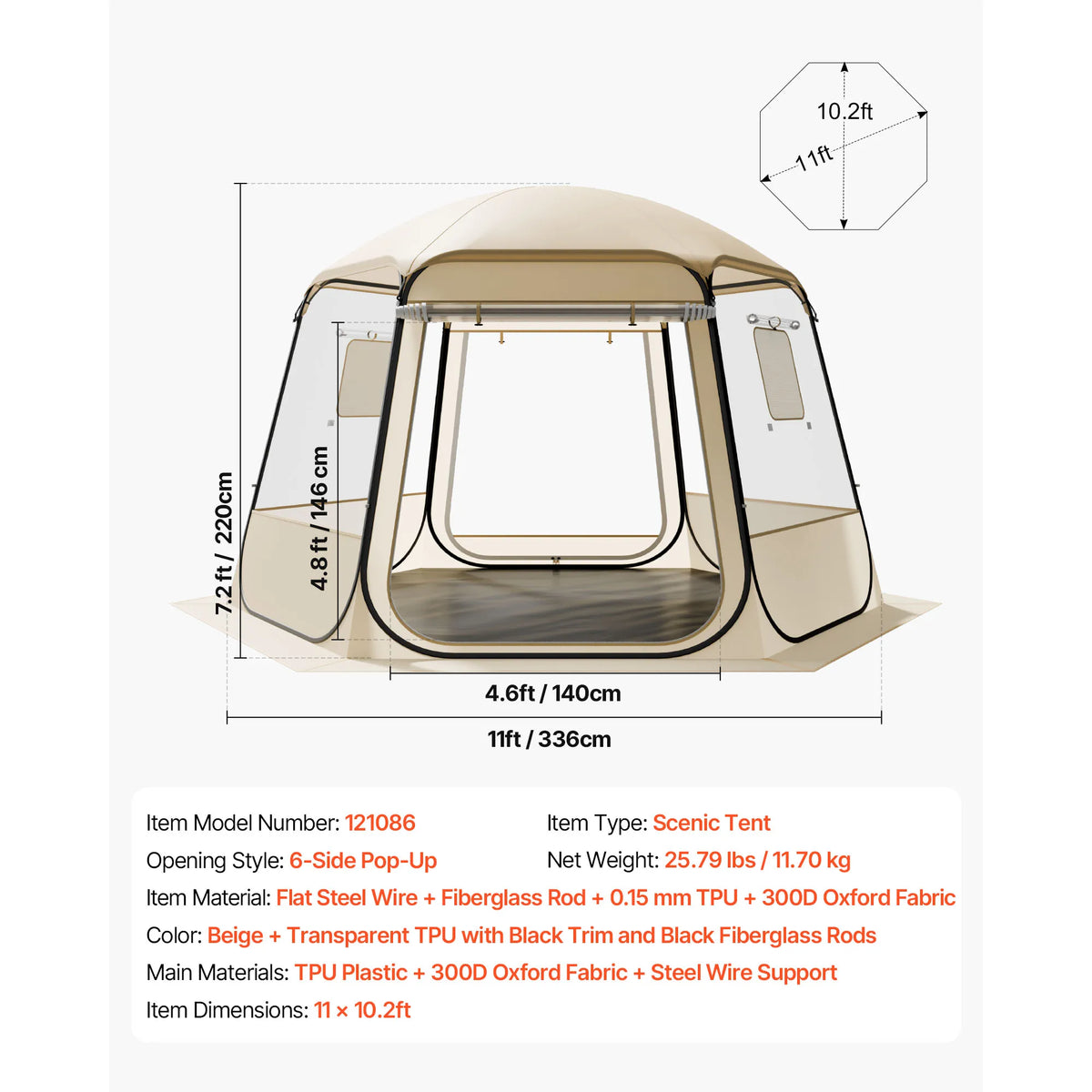 SucceBuy Clear Pop Up Bubble Tent For Outdoor Garden Shelter