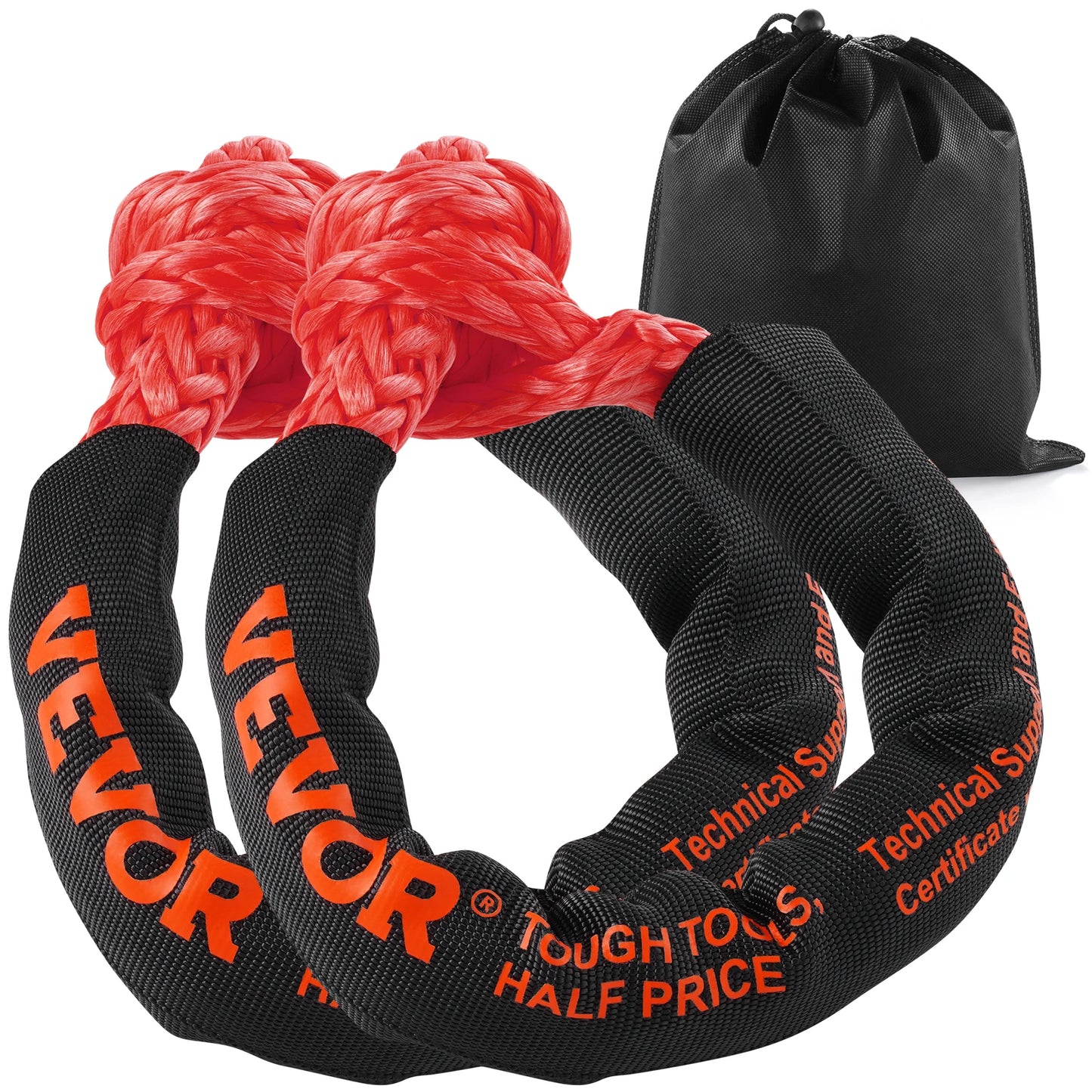 SucceBuy 2Pcs Synthetic Soft Shackle Rope 44092lbs Tow Shackle Strap with Protective Sleeve for Jeep Off-Road Vehicles Recovery