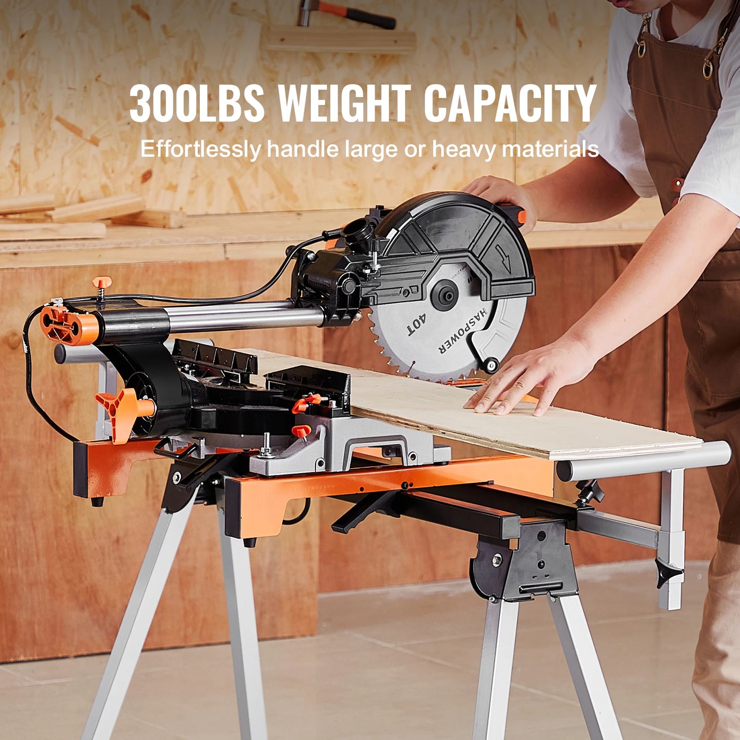 SucceBuy Steel Collapsible Miter Saw Stand With Adjustable Brackets