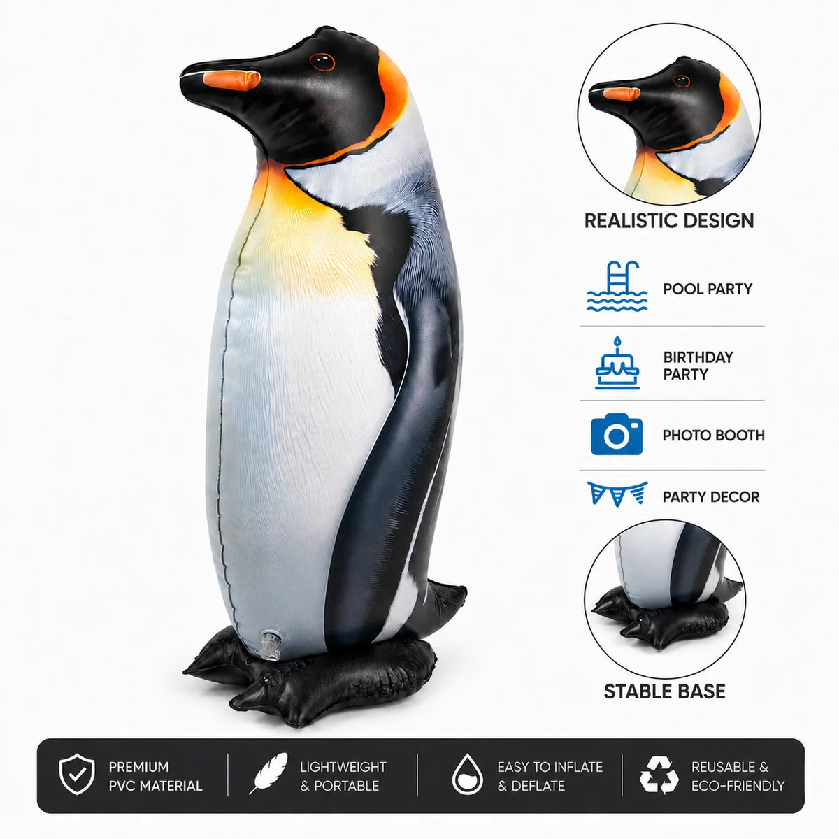 Inflatable Penguin Pool Party Decoration for Outdoor Celebrations