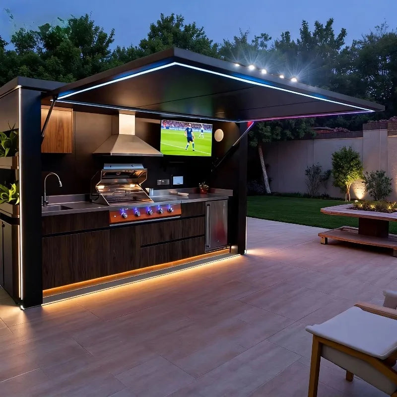 Outdoor Kitchen Pod Stainless Steel BBQ Cabinet With Roller Shutters