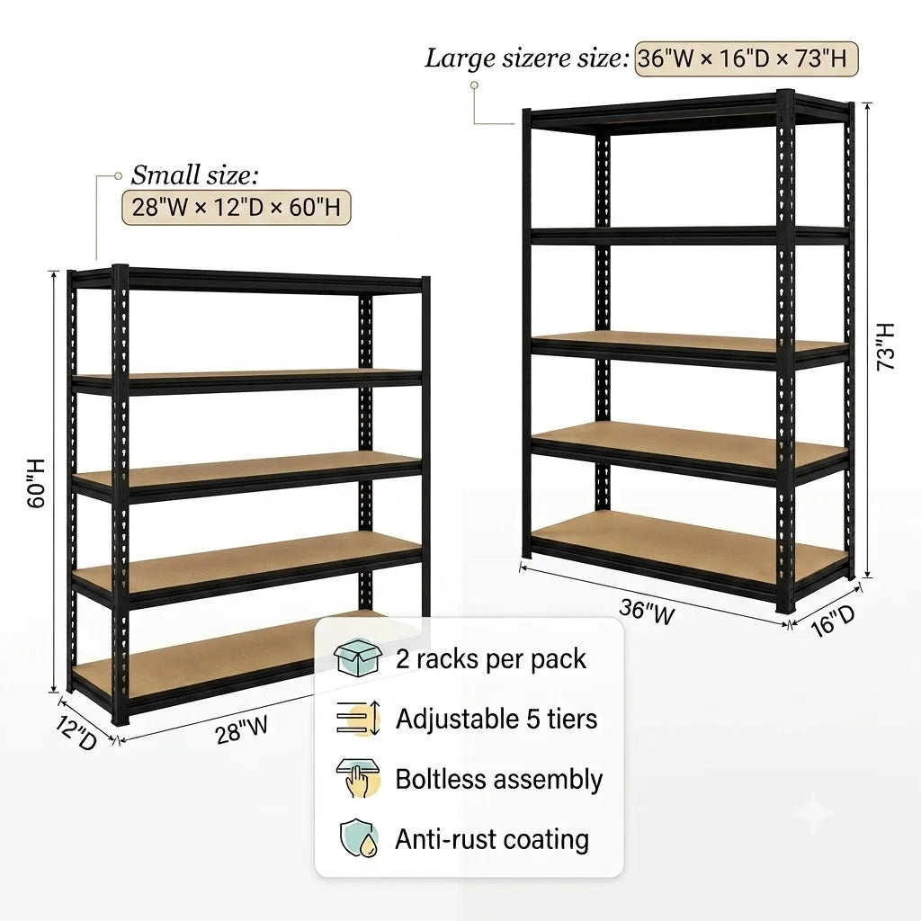 Heavy Duty Adjustable Metal Storage Shelving Rack System