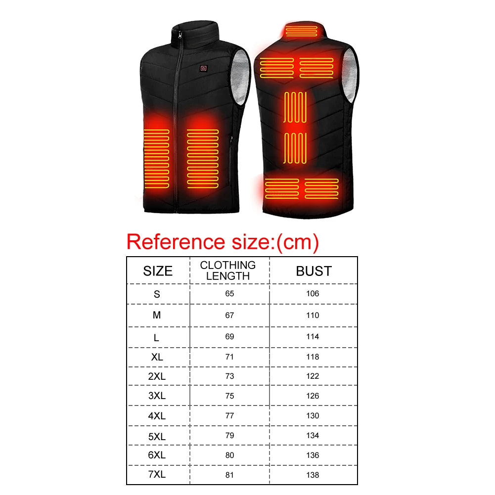 Nine Zone Electric Heated Vest With Windproof USB Design