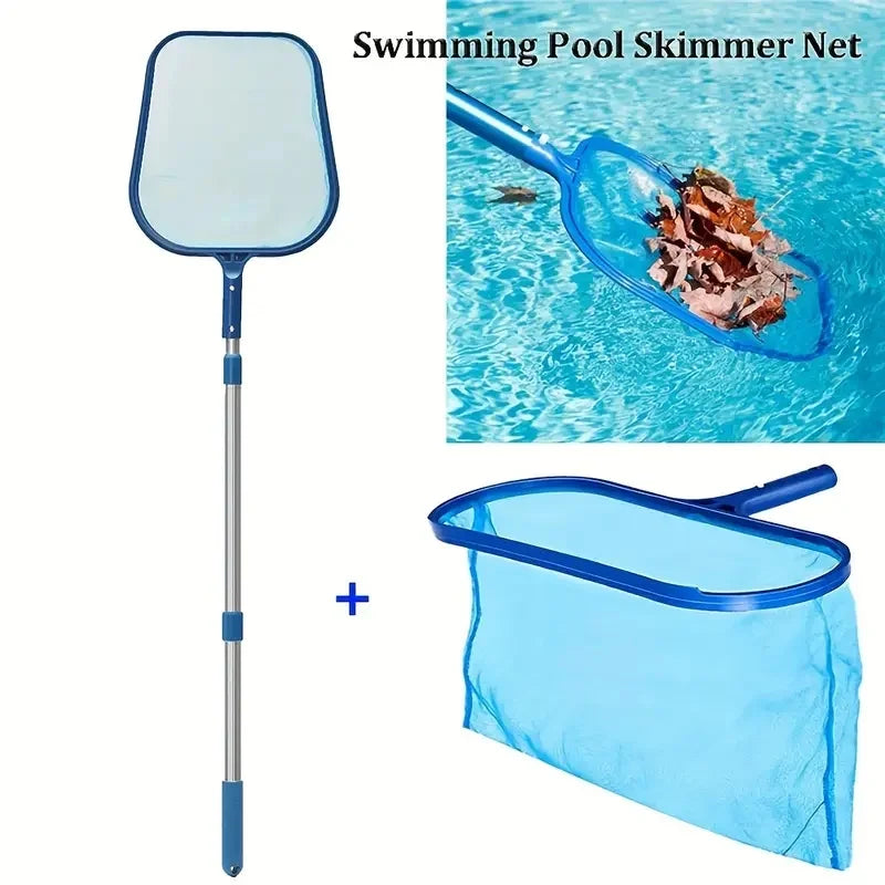 3pcs/Set Adjustable 17-40" Telescopic Pole Pool Skimmer Net Fine Mesh Leaf Skimmer for Cleaning Surface of Swimming Pools Hot Tubs Spas And Fountains Compatible with Aluminum/Pole Systems Suitable for Small Pools