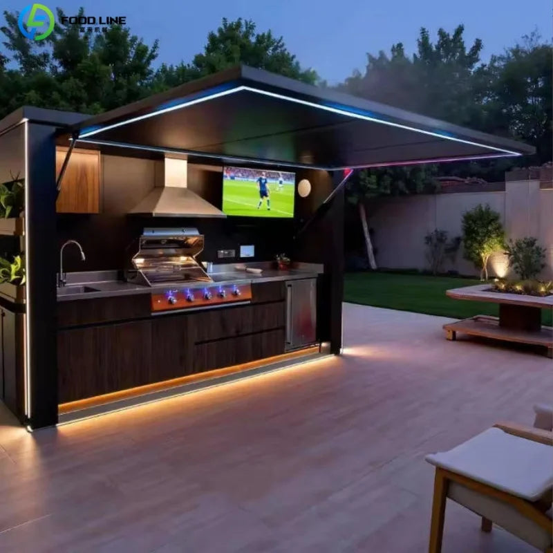Outdoor Patio Kitchen BBQ Combo Weatherproof Storage Cabinet Stainless Steel Modular All in One Garden Backyard Customized