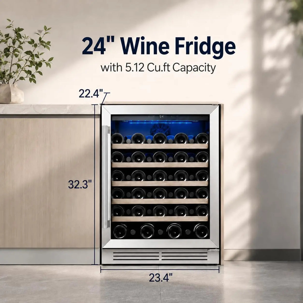 Acekool Single Zone Built In Wine Cooler With Digital Control