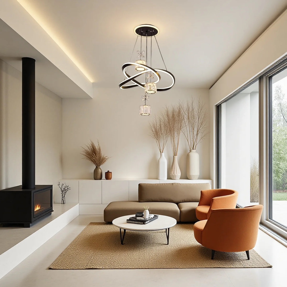 LED Pendant Light With Crystal Lampshade And Backlit Base