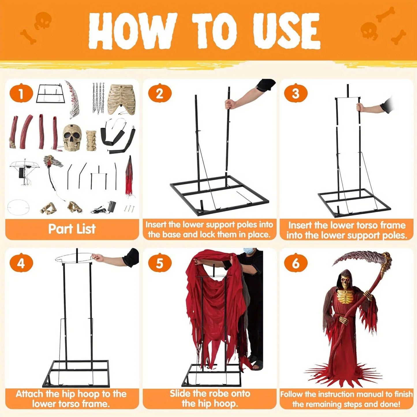 Animatronic Grim Reaper Halloween Outdoor Decor With Sensor