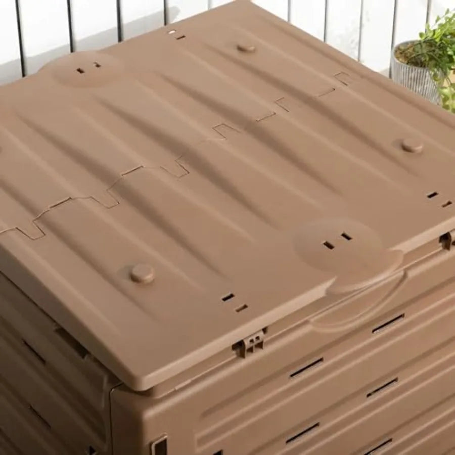 Outdoor Plastic Compost Bin With Dual Vented Sliding Doors