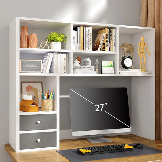 Adjustable Wooden Desktop Storage Rack With Seven Compartments