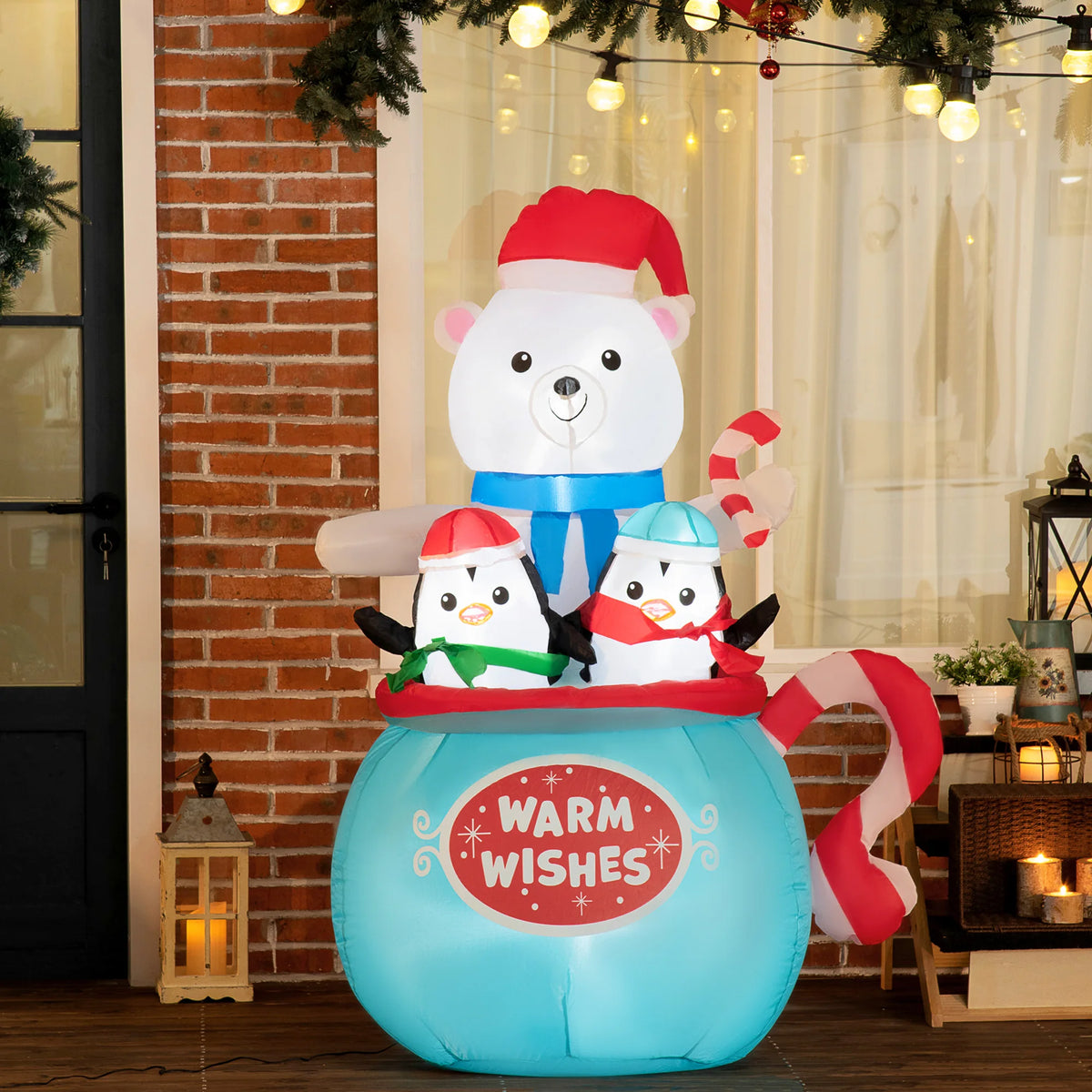 Christmas Outdoor Inflatable Polar Bear And Penguin Yard Decor