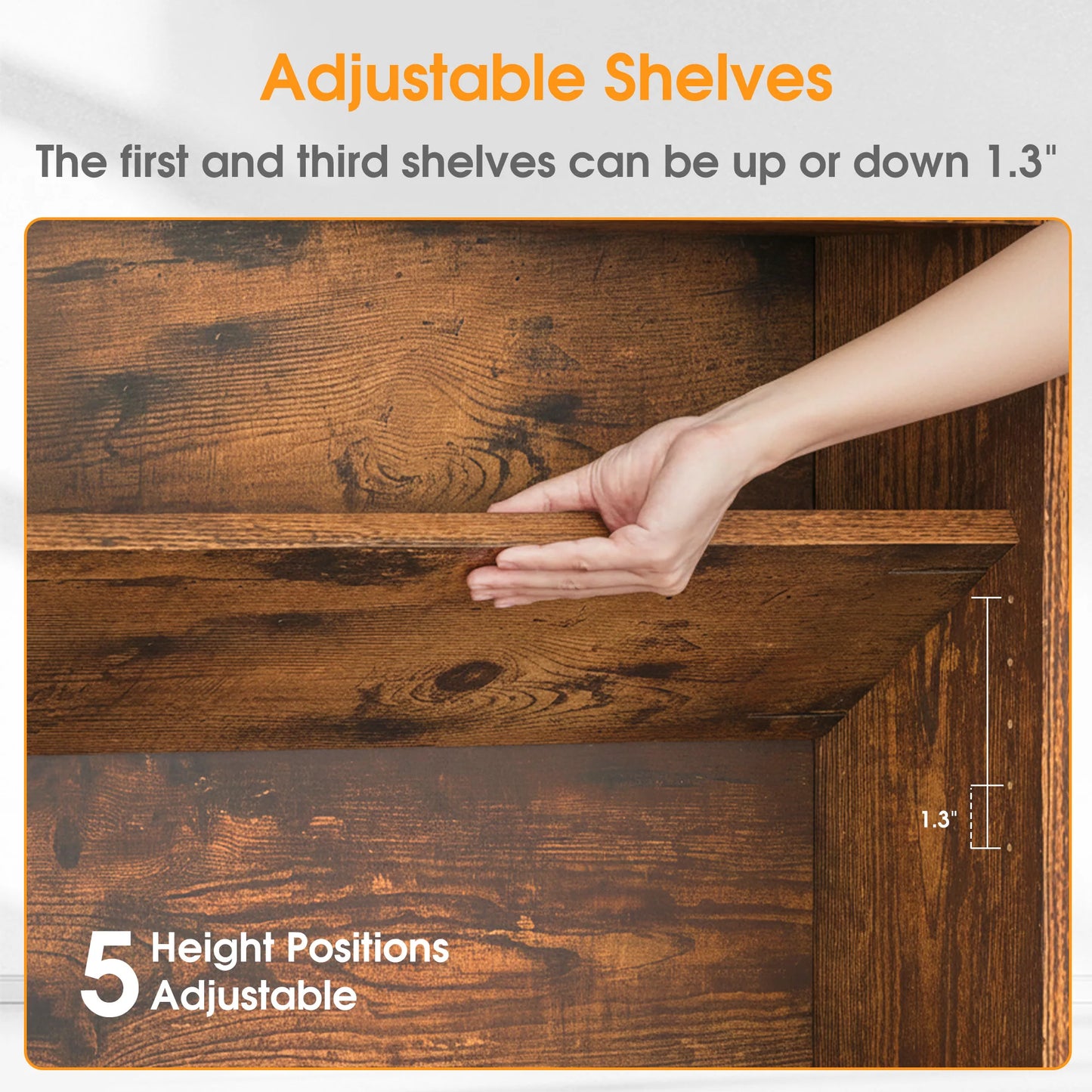 MCQ 6 Tier Wooden Bookcase Adjustable Open Storage Shelf